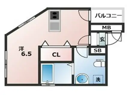 モリス六甲(ワンルーム/1階)の間取り写真