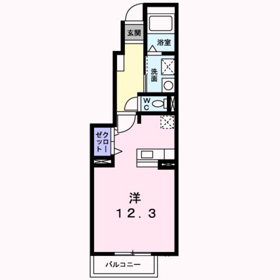 デフィー倉富B(ワンルーム/1階)の間取り写真