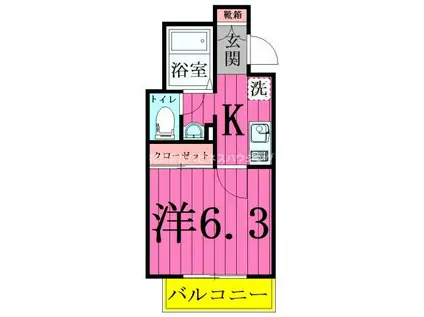 S-FORT柏エスフォートカシワ(1K/2階)の間取り写真