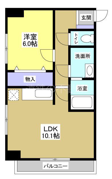 アズビオス元城(1LDK/5階)の間取り写真