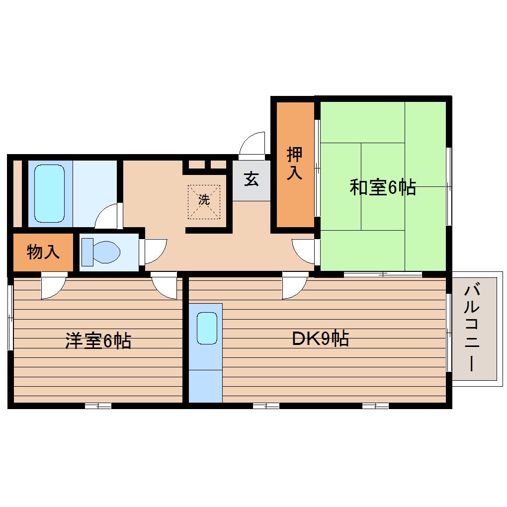 サンフォレスト上杉A(2DK/1階)の間取り写真