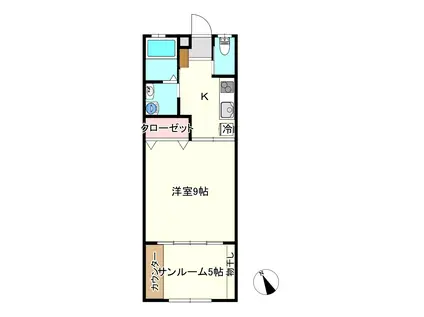 ゴールドハイムIII(1SK/2階)の間取り写真