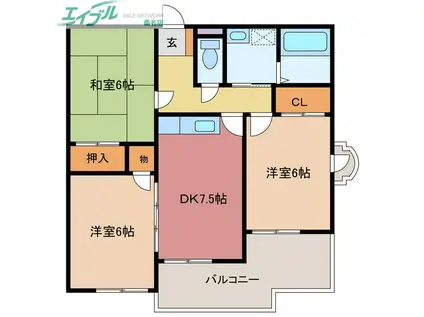 ルミエールヒルズ(3DK/2階)の間取り写真