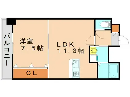 NO.65 クロッシングタワーORIENT(1LDK/14階)の間取り写真