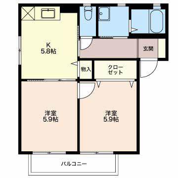 平田の森緑謳館(2K/1階)の間取り写真