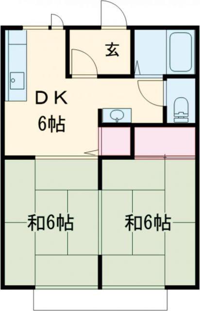 シャインつくばB棟(2DK/2階)の間取り写真