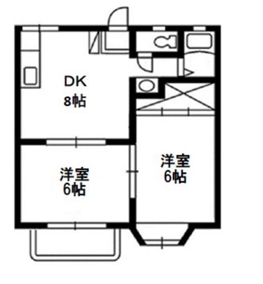 グランドールA(2DK/2階)の間取り写真