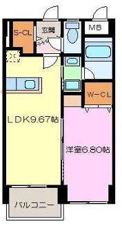 ヴァンボヌール(1LDK/3階)の間取り写真