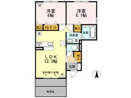 GRACEKUMANOIII(2LDK/1階)の間取り写真