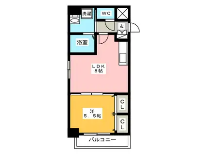 FUSHI BLD(1LDK/4階)の間取り写真