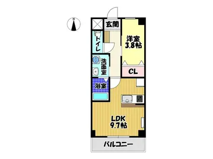 エム・エム・ケーⅡ(1LDK/3階)の間取り写真