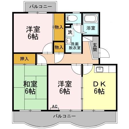 メゾンラフィネ(3DK/2階)の間取り写真
