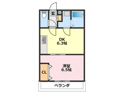 スタジオ北柏 2(1DK/2階)の間取り写真