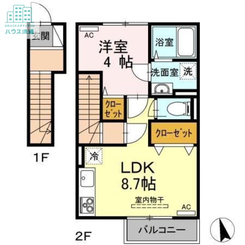ウィットPSI(1LDK/2階)の間取り写真