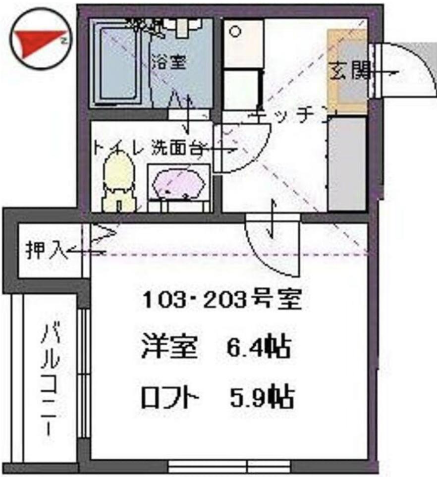EASEAT東仙台(1K/2階)の間取り写真