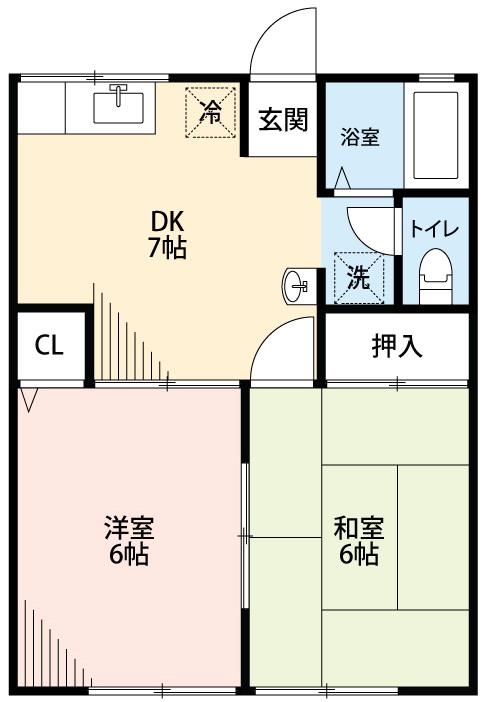 真伝壱番館(2DK/1階)の間取り写真