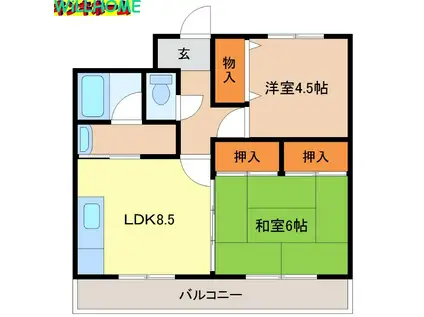 西村組マンション(2LDK/3階)の間取り写真