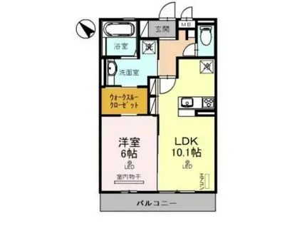 ボヌール(1LDK/2階)の間取り写真