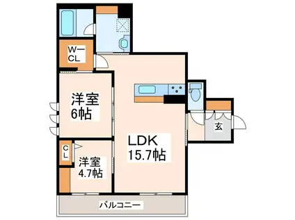 シャーメゾン ルピナス(2LDK/1階)の間取り写真