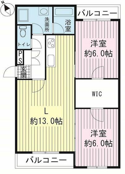 リーラコート(2LDK/3階)の間取り写真