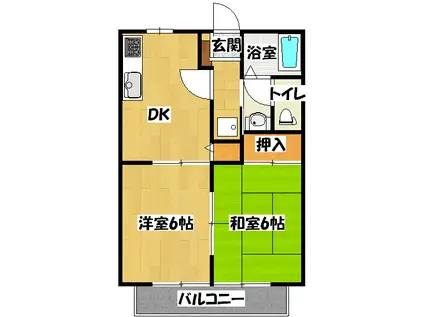 コスモピアI(2DK/2階)の間取り写真