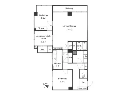 ドミール五番町(3LDK/11階)の間取り写真