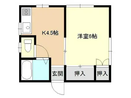 コーポK(1K/1階)の間取り写真