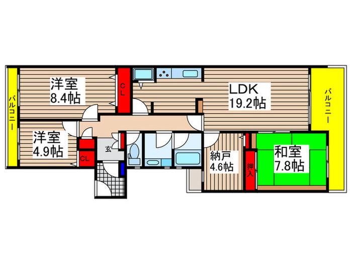 リブレス佐倉(3LDK/3階)の間取り写真