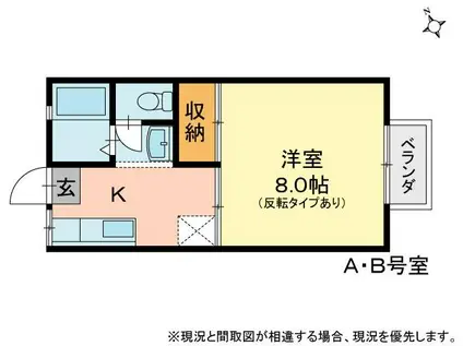 メゾン岡北II(1K/2階)の間取り写真