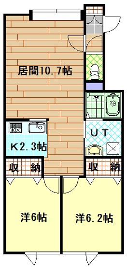 トーワ東7条 A棟(2LDK/1階)の間取り写真