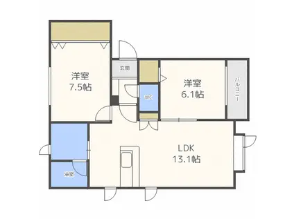 プランドール(2LDK/1階)の間取り写真