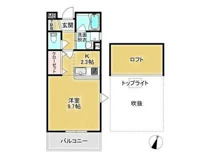 ヴィラ・クオーレ(1K/3階)の間取り写真