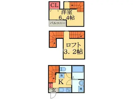 メゾン・ド・ルミナーレ(2K/1階)の間取り写真