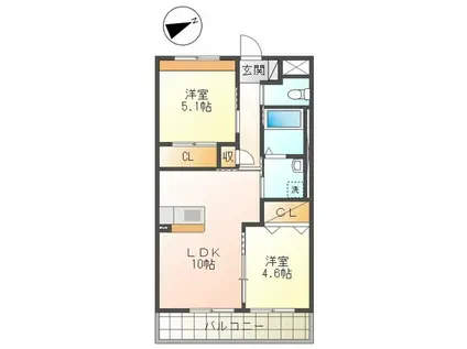 FONTAINE(2LDK/3階)の間取り写真