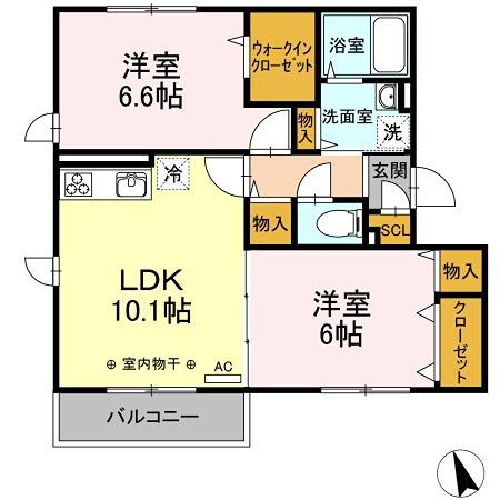 D-HOUSE(2LDK/3階)の間取り写真