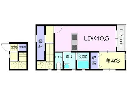 ドルチェ・ヴィータ大町G(1LDK/2階)の間取り写真