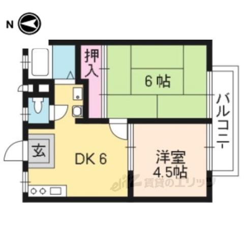 ファミーユ十権寺(2DK/1階)の間取り写真