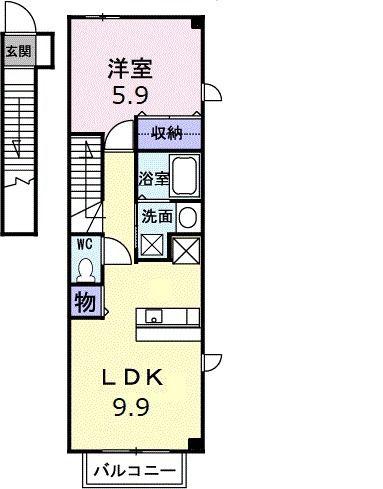 ミューズ松本VII(1LDK/2階)の間取り写真