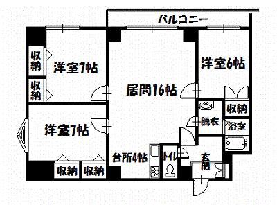 トーワグリーンヒル6条(3LDK/7階)の間取り写真