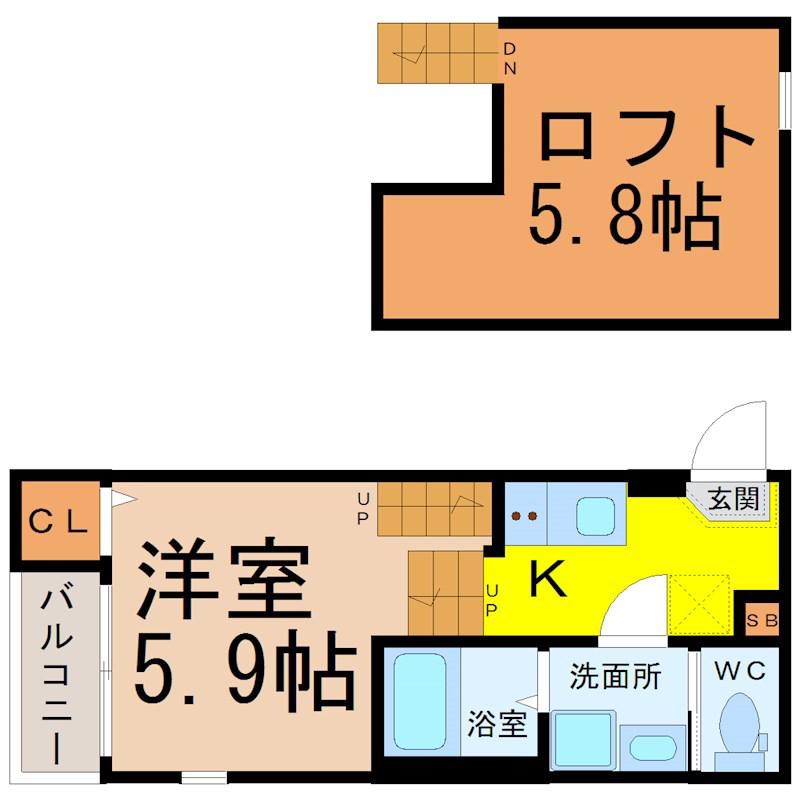 ハーモニーテラス平安III(1SK/1階)の間取り写真