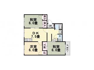 アメニティー草部(3DK/1階)の間取り写真