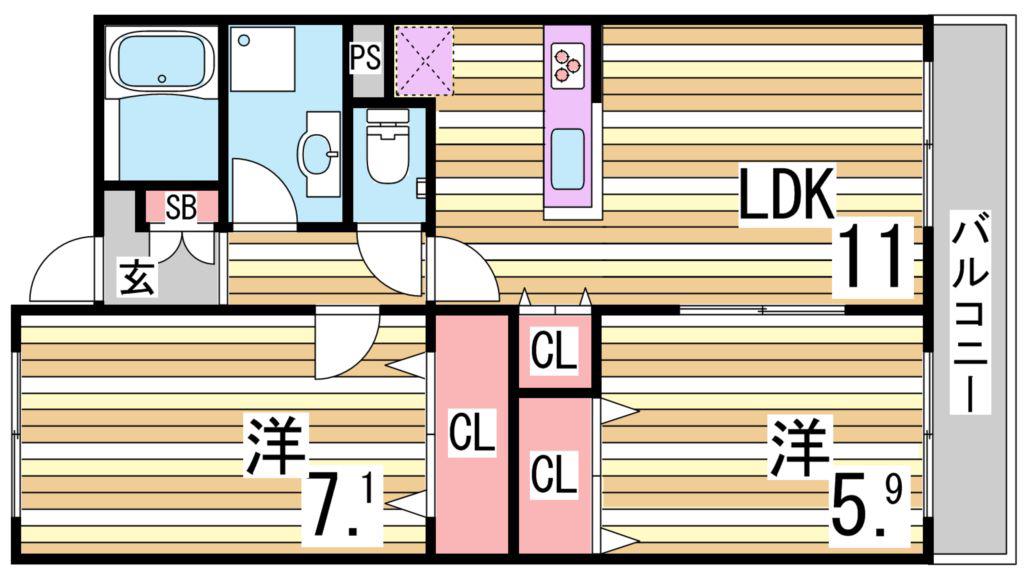 プラムガーデン(2LDK/2階)の間取り写真
