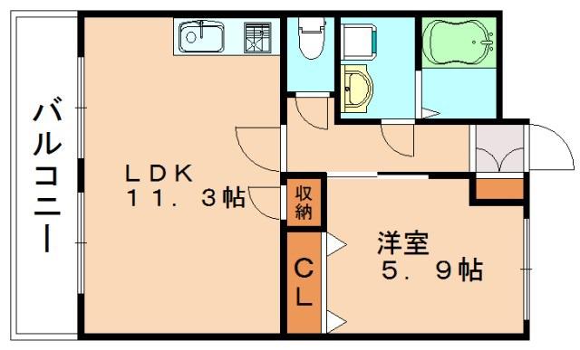 サンライフ花瀬II(1LDK/2階)の間取り写真