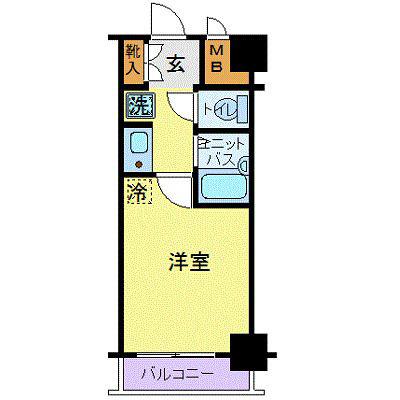フォルトゥナ日本橋(1K/4階)の間取り写真