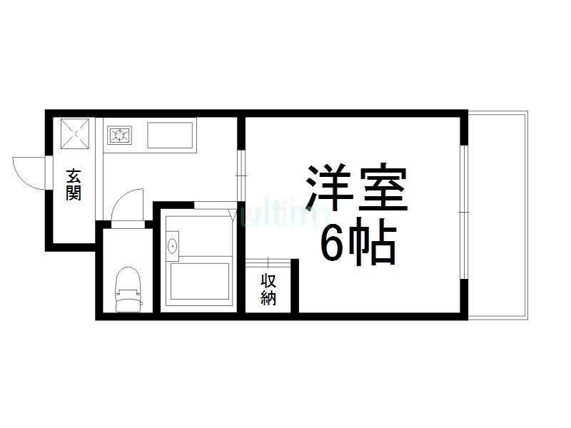 サンウエストくら(1K/5階)の間取り写真