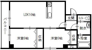ル・グランデュール一条通(2LDK/3階)の間取り写真