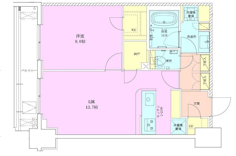 半蔵門レジデンス(1LDK/14階)の間取り写真