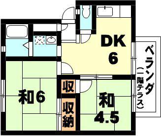 サンシティ平井A棟(2DK/1階)の間取り写真