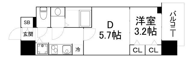 S-RESIDENCE日本橋QUALIER(2K/4階)の間取り写真