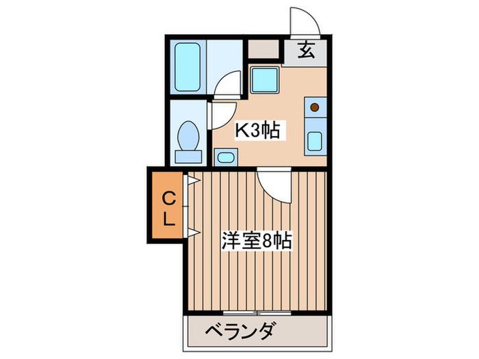 クレール・ヤギヌマ(1K/2階)の間取り写真
